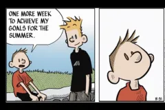 Comic strip about goal setting late in the year.