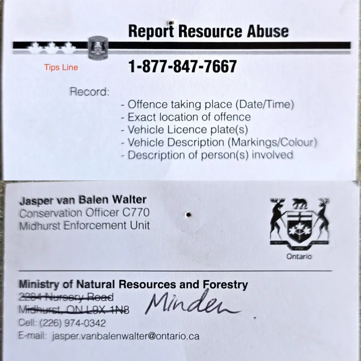MNRF Conservation Offer Jasper van Balen Walter's business card.